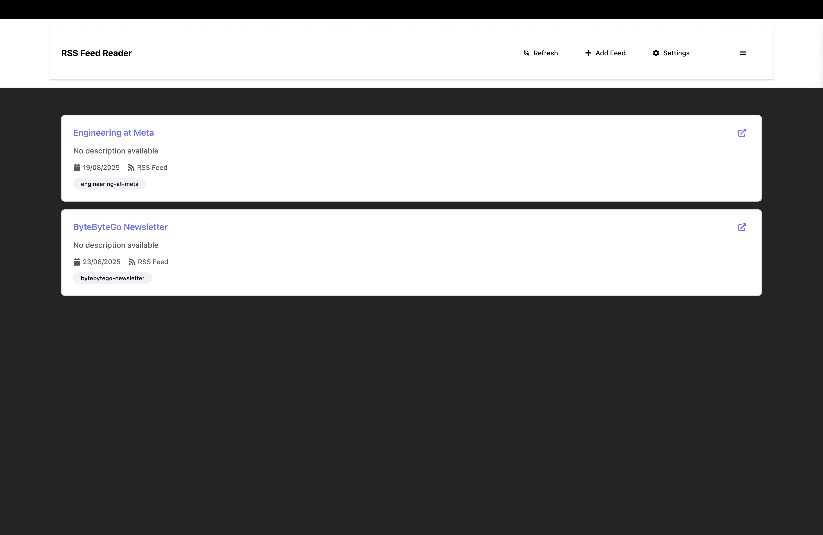 RSS Feed Reader screenshot